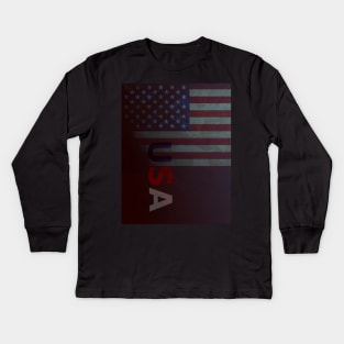 USA American Flag Vintage Kids Long Sleeve T-Shirt